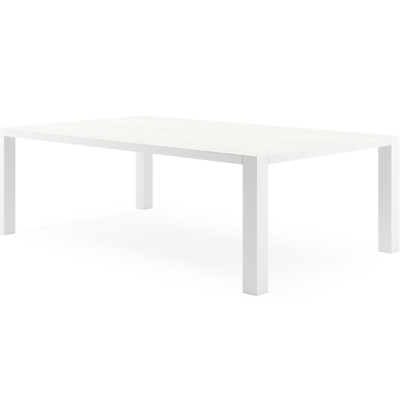 Nano tuintafel rechthoekig in wit aluminium en volkeramiek calista - L 240 x B 148 x H 75 cm