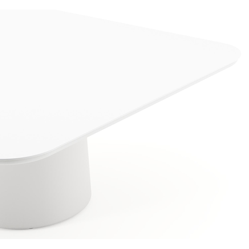 Amico low dining tuintafel afgerond vierkant in wit aluminium en volkeramiek Arctic White - L 148 x B 148 x H 61 cm