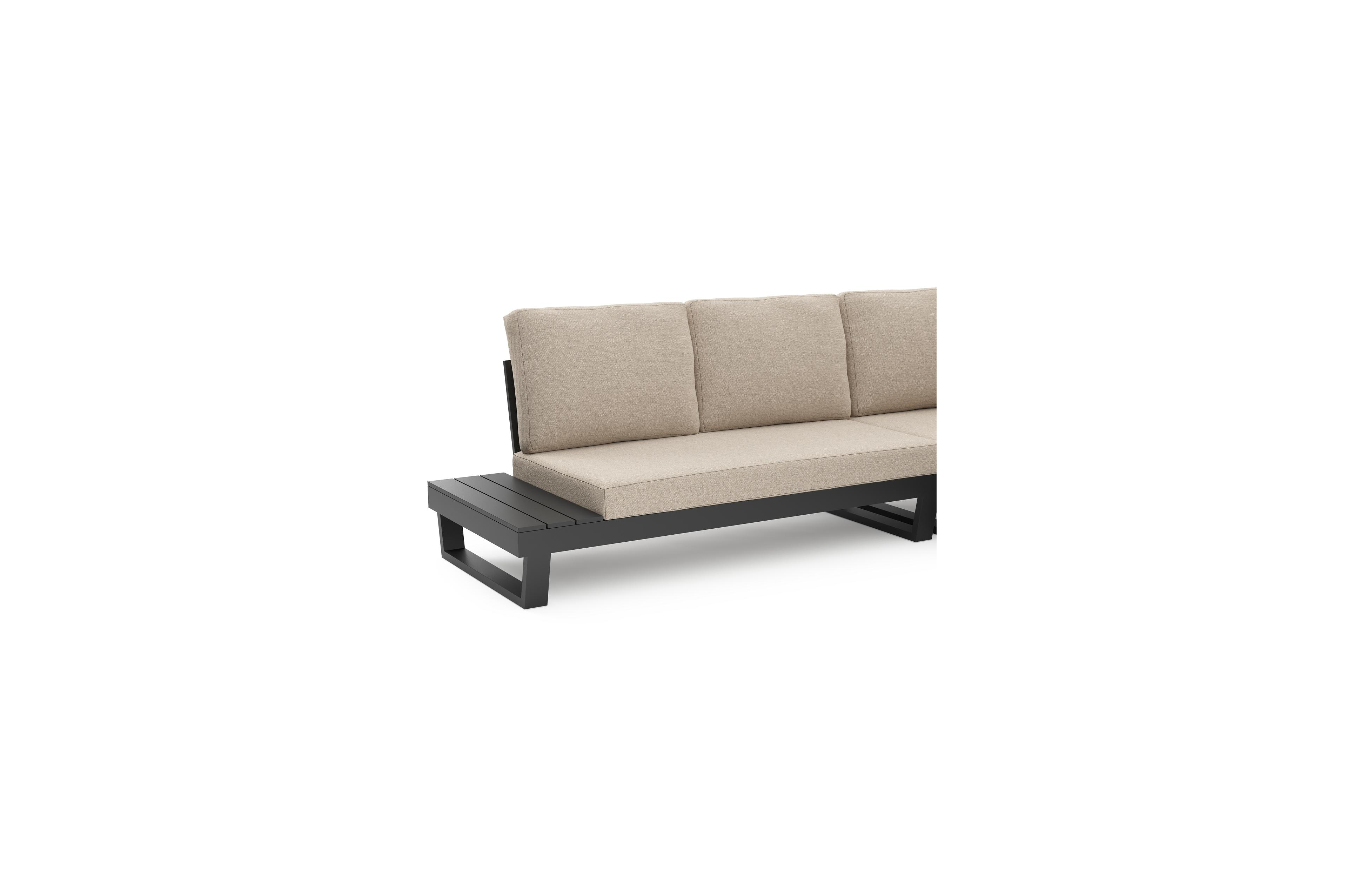 Modica loungehoek in zwart aluminium met rustic weather+ softtouch kussen