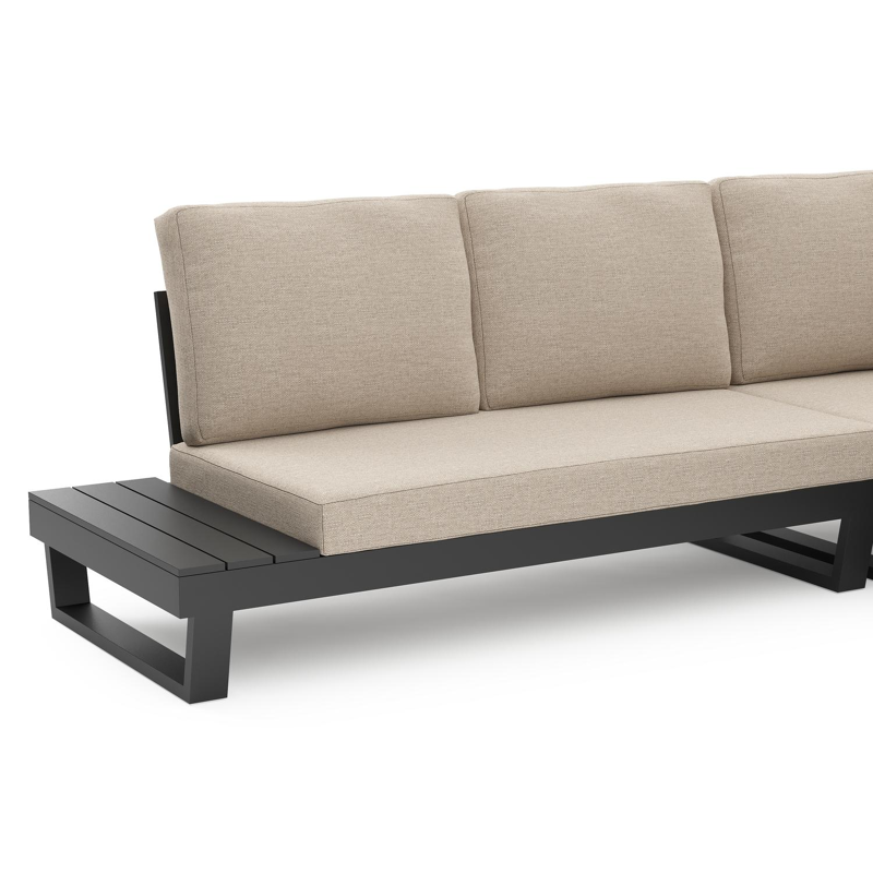 Modica loungehoek in zwart aluminium met rustic weather+ softtouch kussen