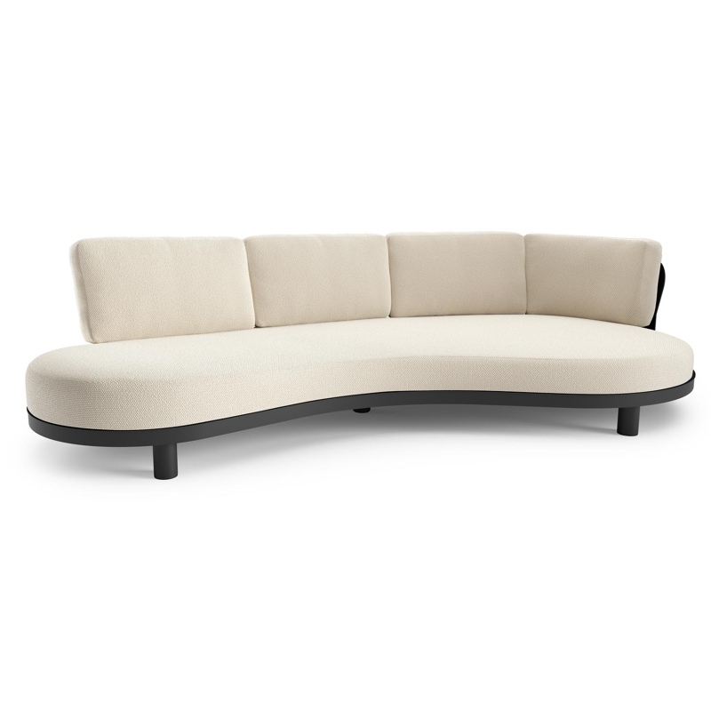 Donato loungebank in zwart aluminium met althea off white all weather cosytica kussen