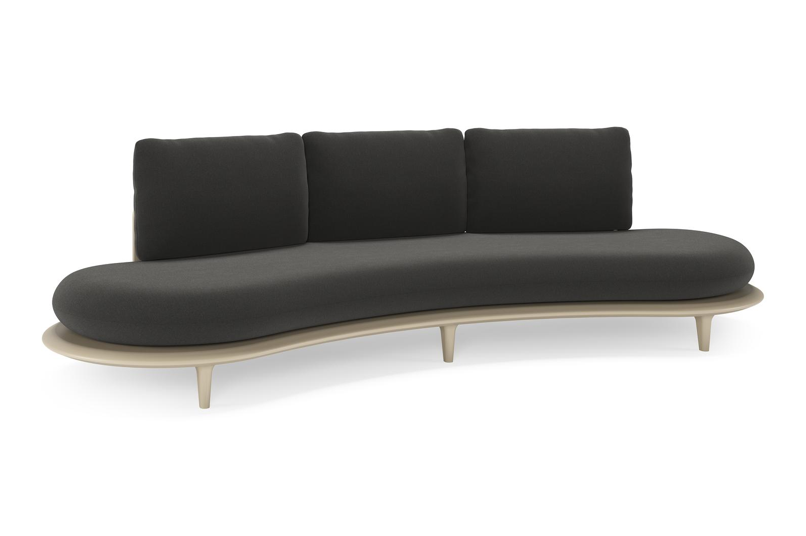 Bomero loungebank in beige aluminium met natte sooty all weather sunbrella® luxe kussen