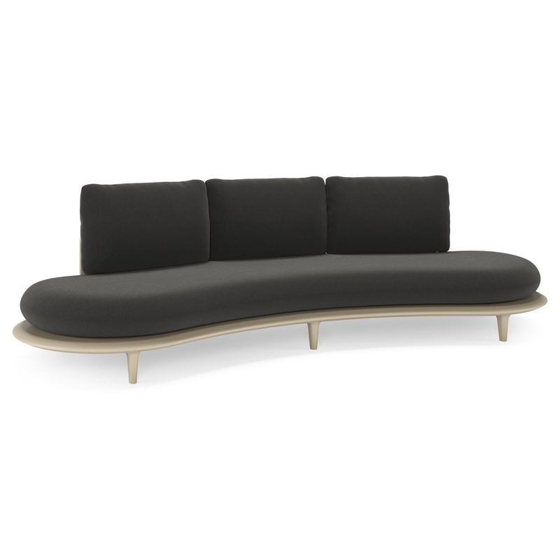 Bomero loungebank in beige aluminium met natte sooty all weather sunbrella® luxe kussen