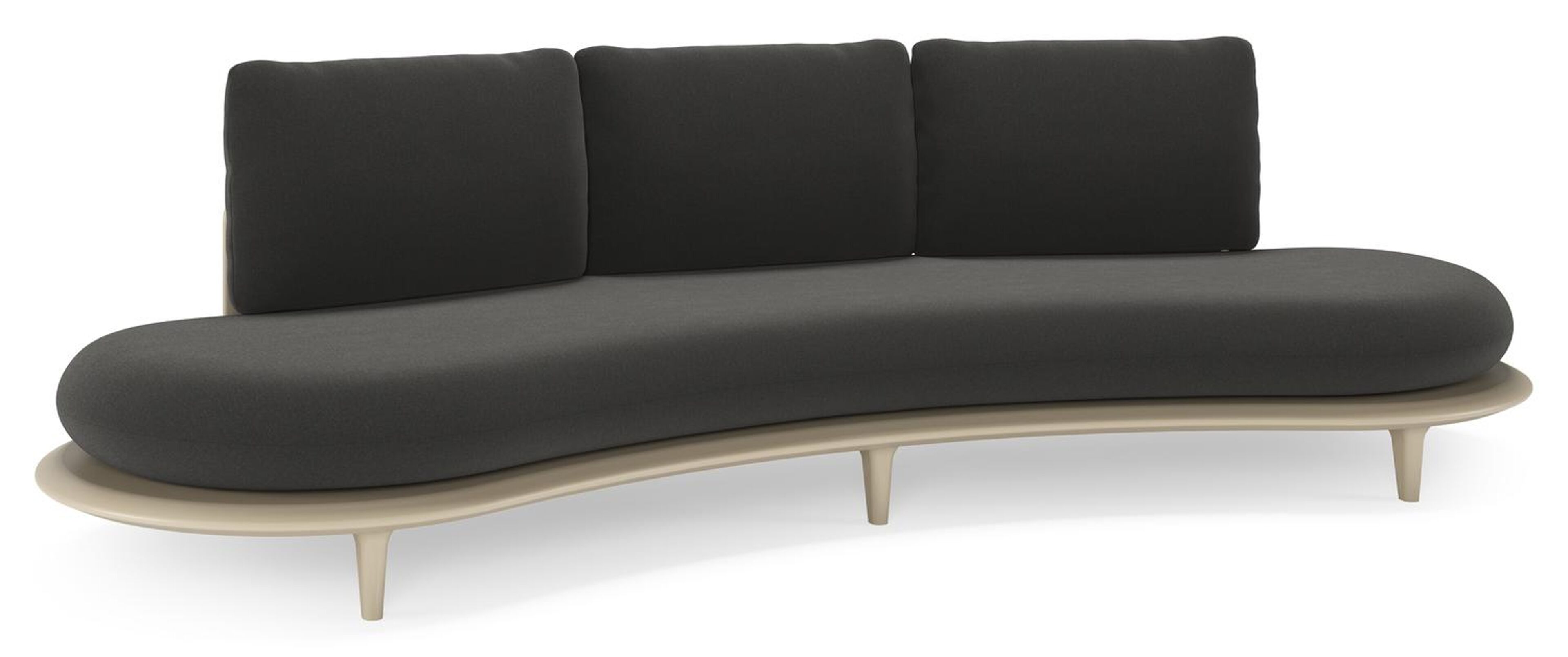 Bomero loungebank in beige aluminium met natte sooty all weather sunbrella® luxe kussen