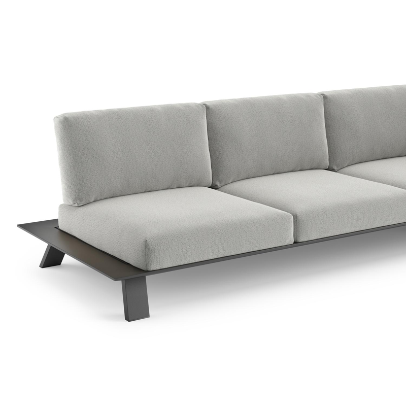 Canapé de jardin Cesano en aluminium noir et coussin en all weather Sunbrella® luxe savane nimbus