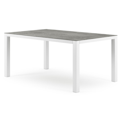Como tuintafel in wit aluminium en volkeramiek Aspen Grey - L 160 x B 100 x H 75 cm