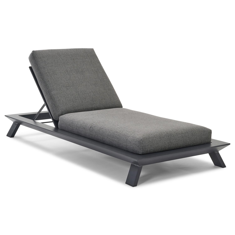 Cesano verstelbaar ligbed in zwart aluminium met savane tornado all weather sunbrella® luxe kussen