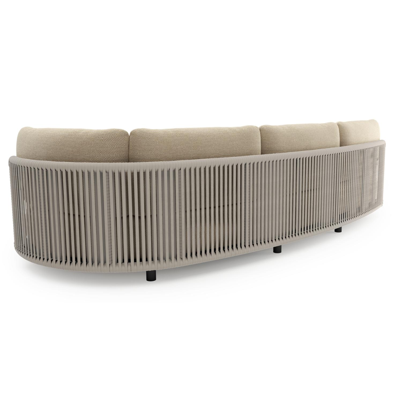 Lomano loungebank in zwart aluminium en beige verticaal geweven luxe vlakke rope met althea camel all weather cosytica kussen