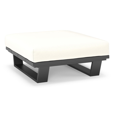 Pagino poef in zwart aluminium met natte white all weather sunbrella® luxe kussen