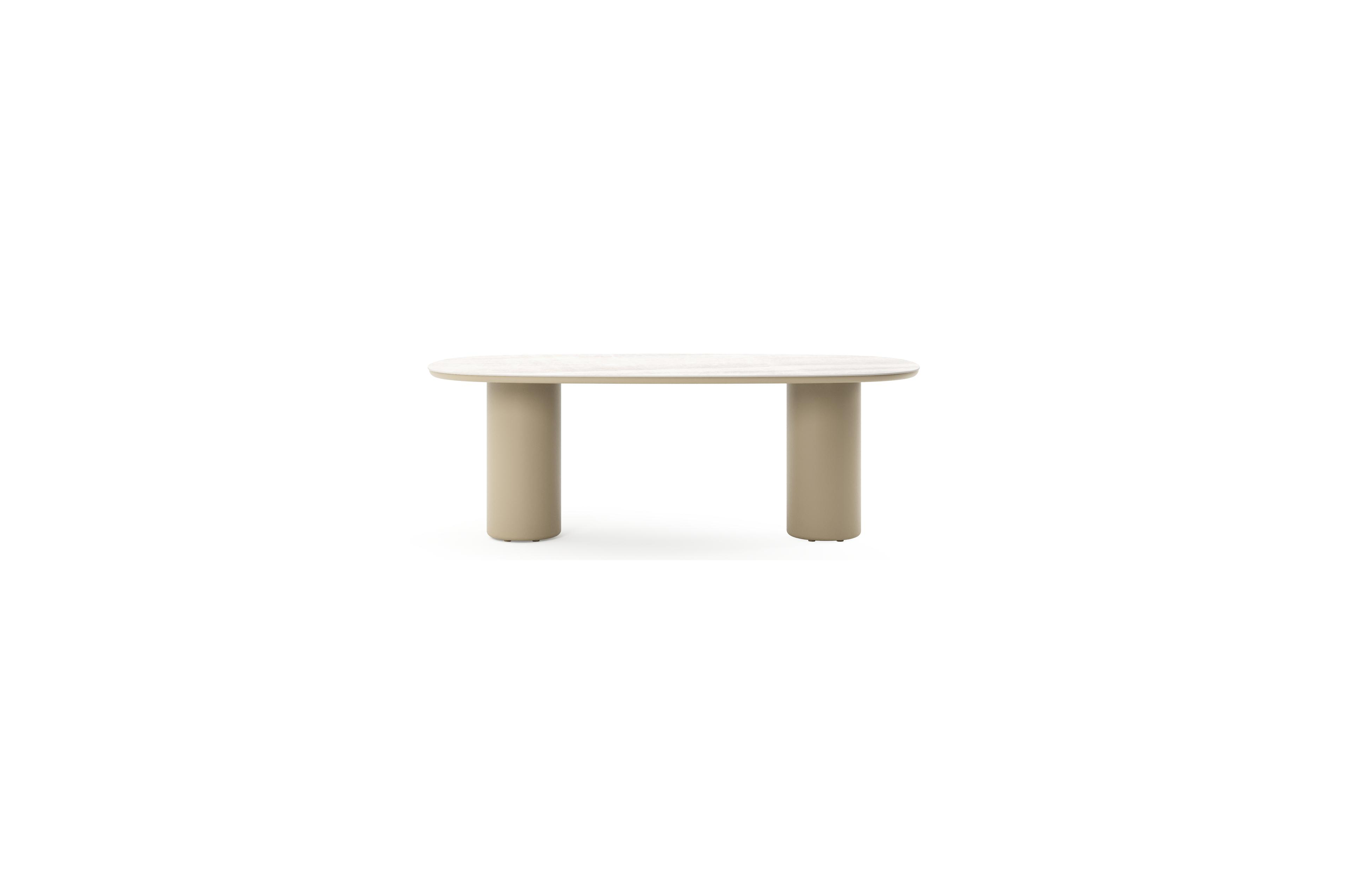 Amico tuintafel bombo in beige aluminium en volkeramiek Taj Mahal - L 210 x B 110 x H 73.5 cm