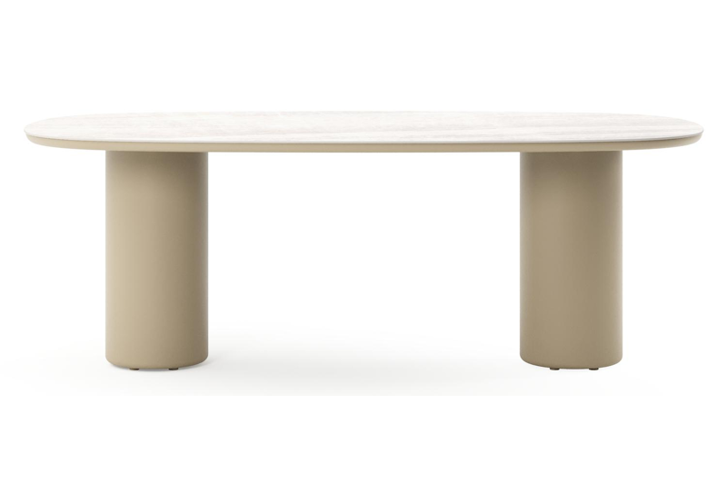 Amico tuintafel bombo in beige aluminium en volkeramiek Taj Mahal - L 210 x B 110 x H 73.5 cm