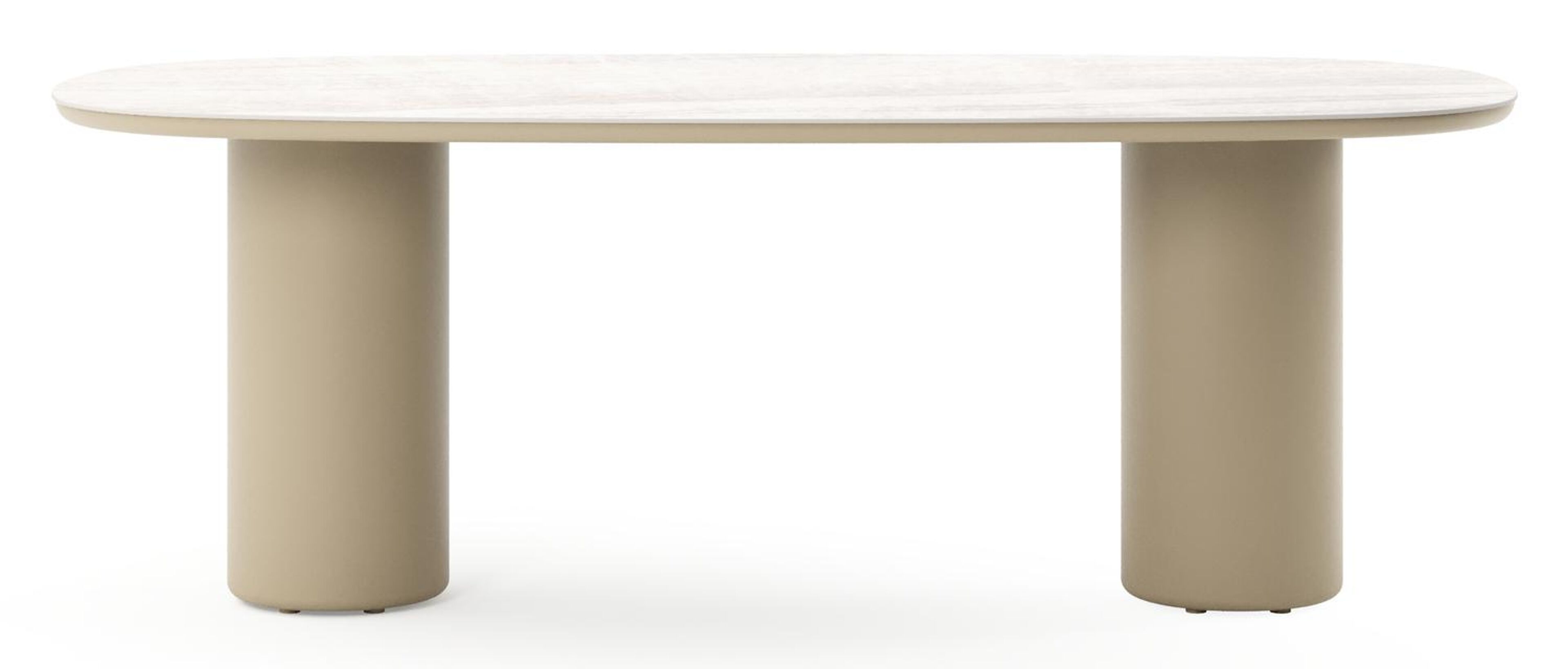 Amico tuintafel bombo in beige aluminium en volkeramiek Taj Mahal - L 210 x B 110 x H 73.5 cm