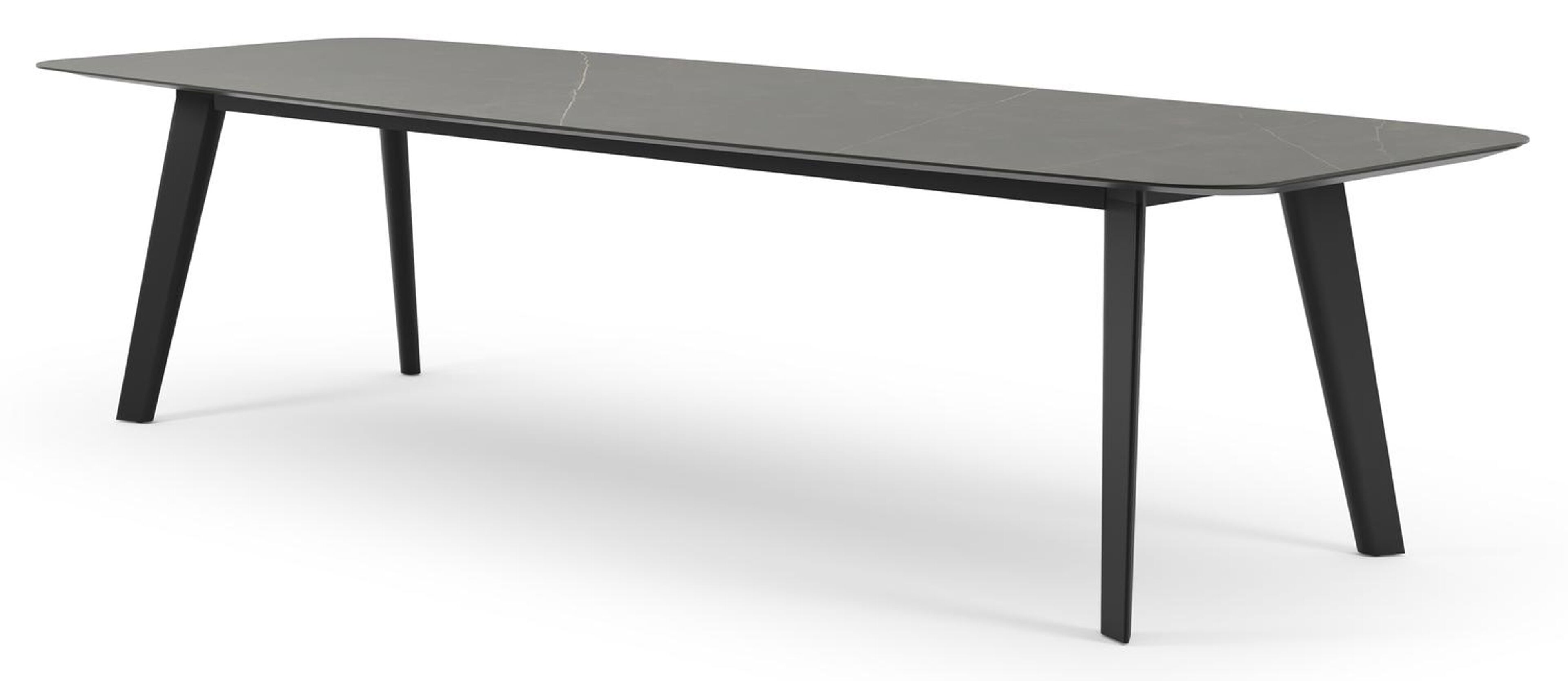 Lacrima tuintafel bootvorm in zwart aluminium en volkeramiek calatorao - L 315 x B 115 x H 75 cm