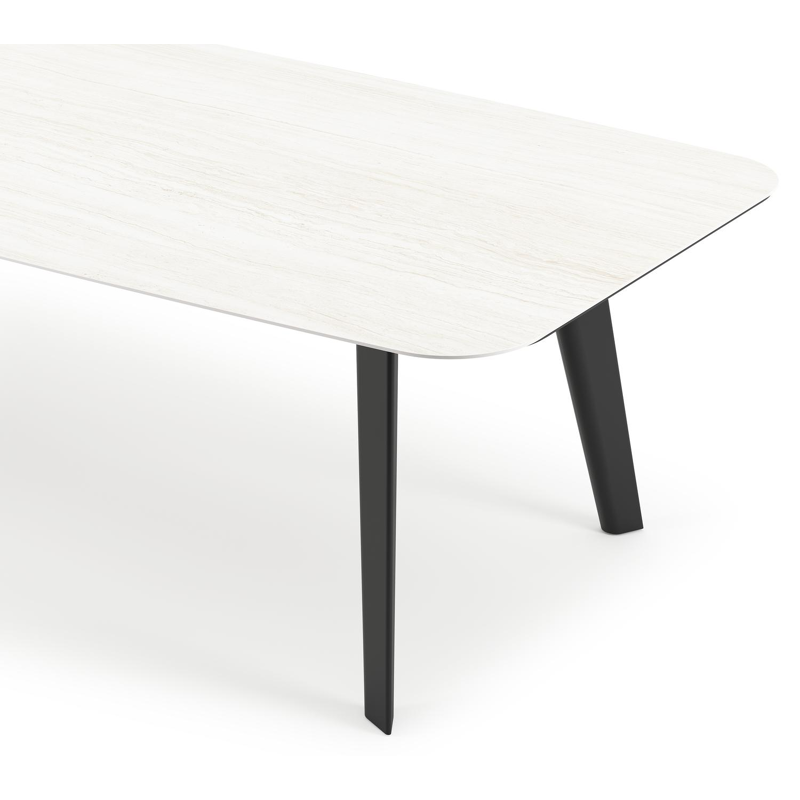 Lacrima tuintafel bootvorm in zwart aluminium en volkeramiek calista - L 315 x B 115 x H 73 cm