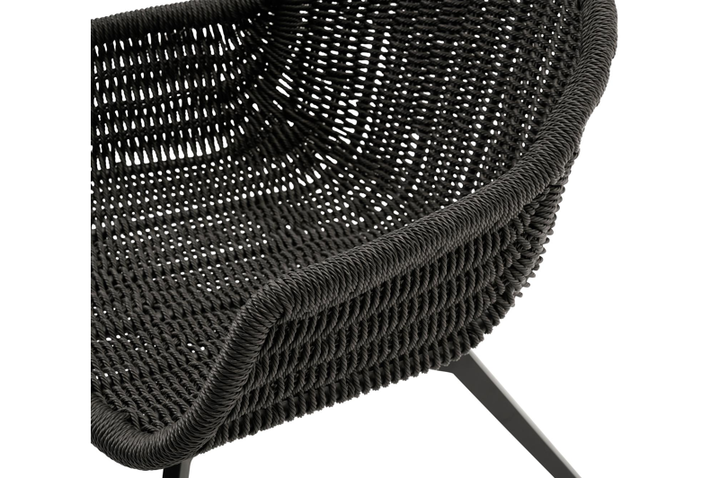 Pagino loungezetel 1-zit in zwart aluminium en zwart wicker