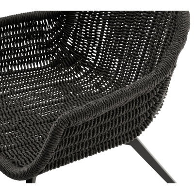 Pagino loungezetel 1-zit in zwart aluminium en zwart wicker