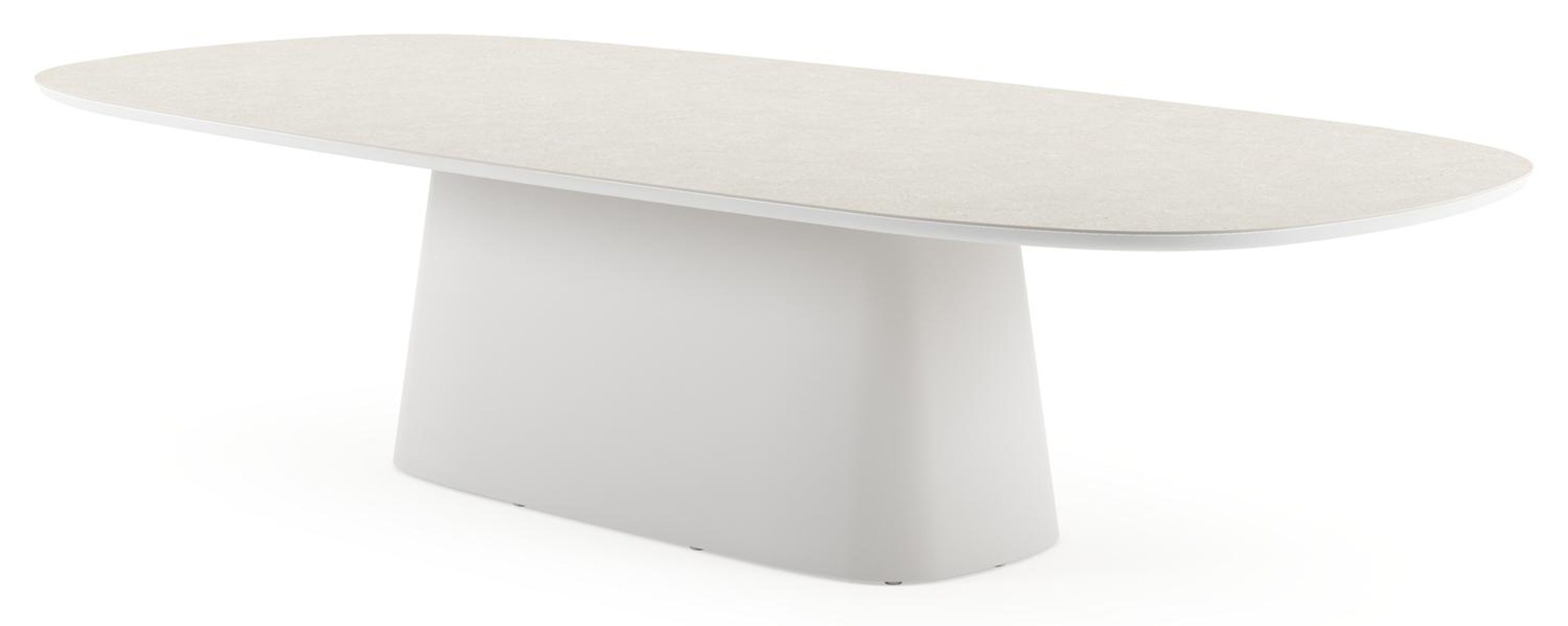 Table de jardin Amico bombo xl en aluminium blanc et céramique pleine Shilin - Lg. 320 x Lrg. 148 x Haut. 73.5 cm