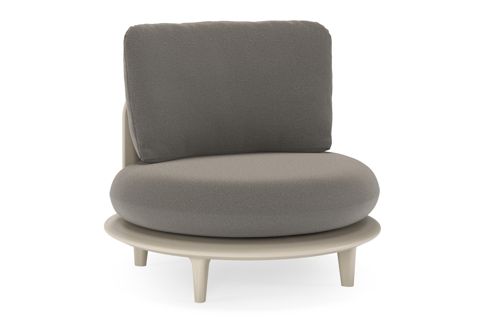 Bomero loungestoel in beige aluminium met natte dark taupe all weather sunbrella® luxe kussen