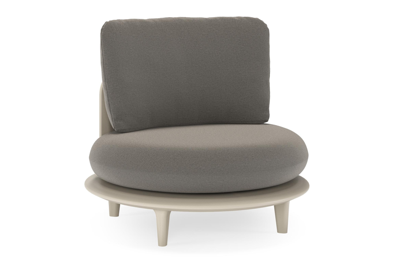 Fauteuil de jardin Bomero en aluminium beige et coussins en all weather sunbrella® luxe natte dark taupe
