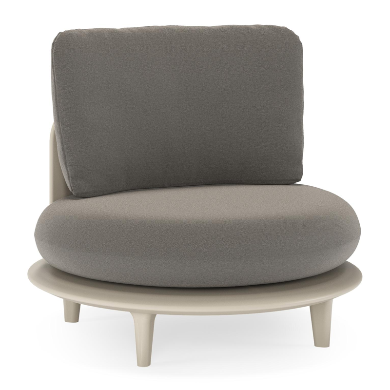 Bomero loungestoel in beige aluminium met natte dark taupe all weather sunbrella® luxe kussen
