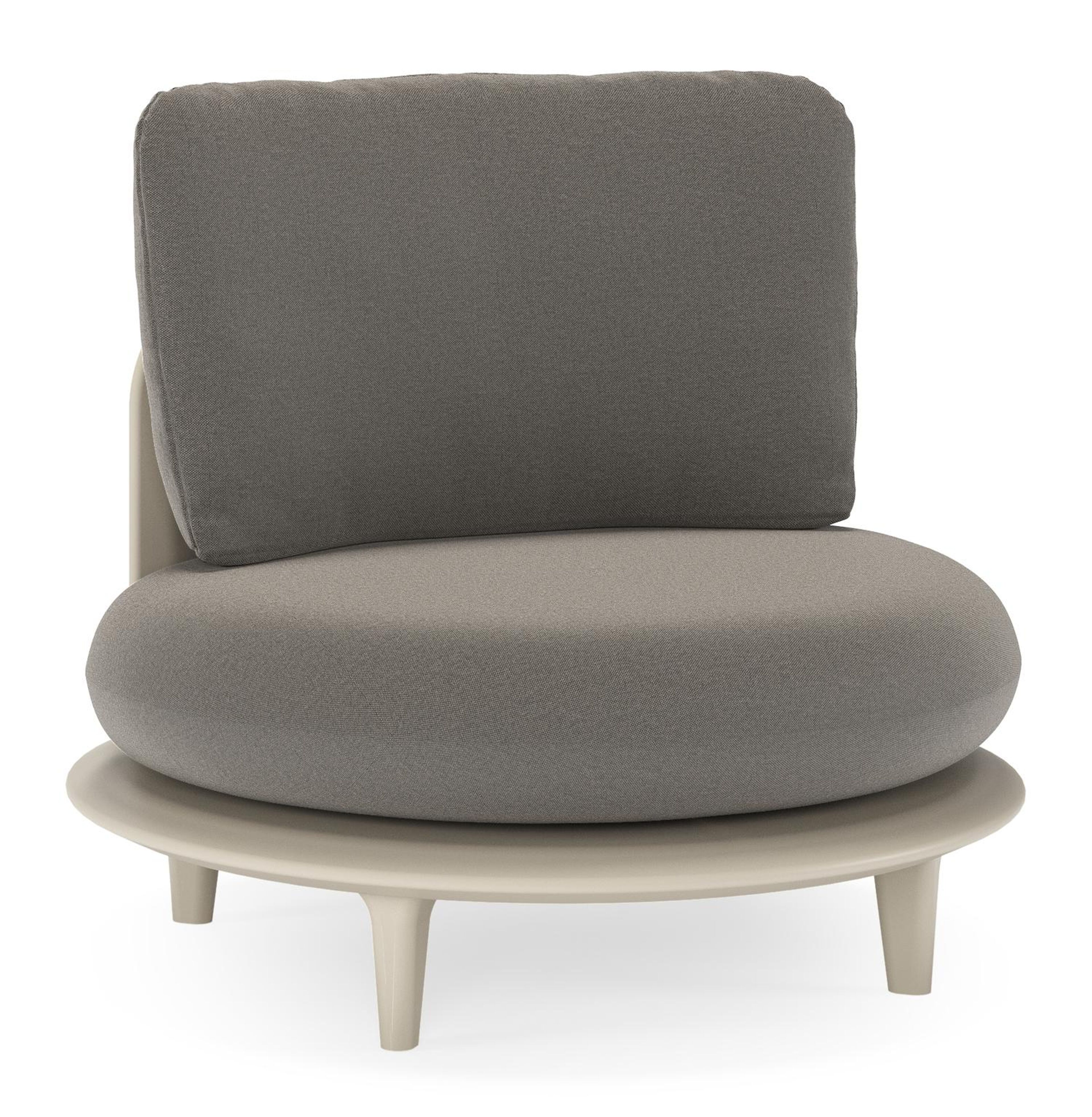 Bomero loungestoel in beige aluminium met natte dark taupe all weather sunbrella® luxe kussen