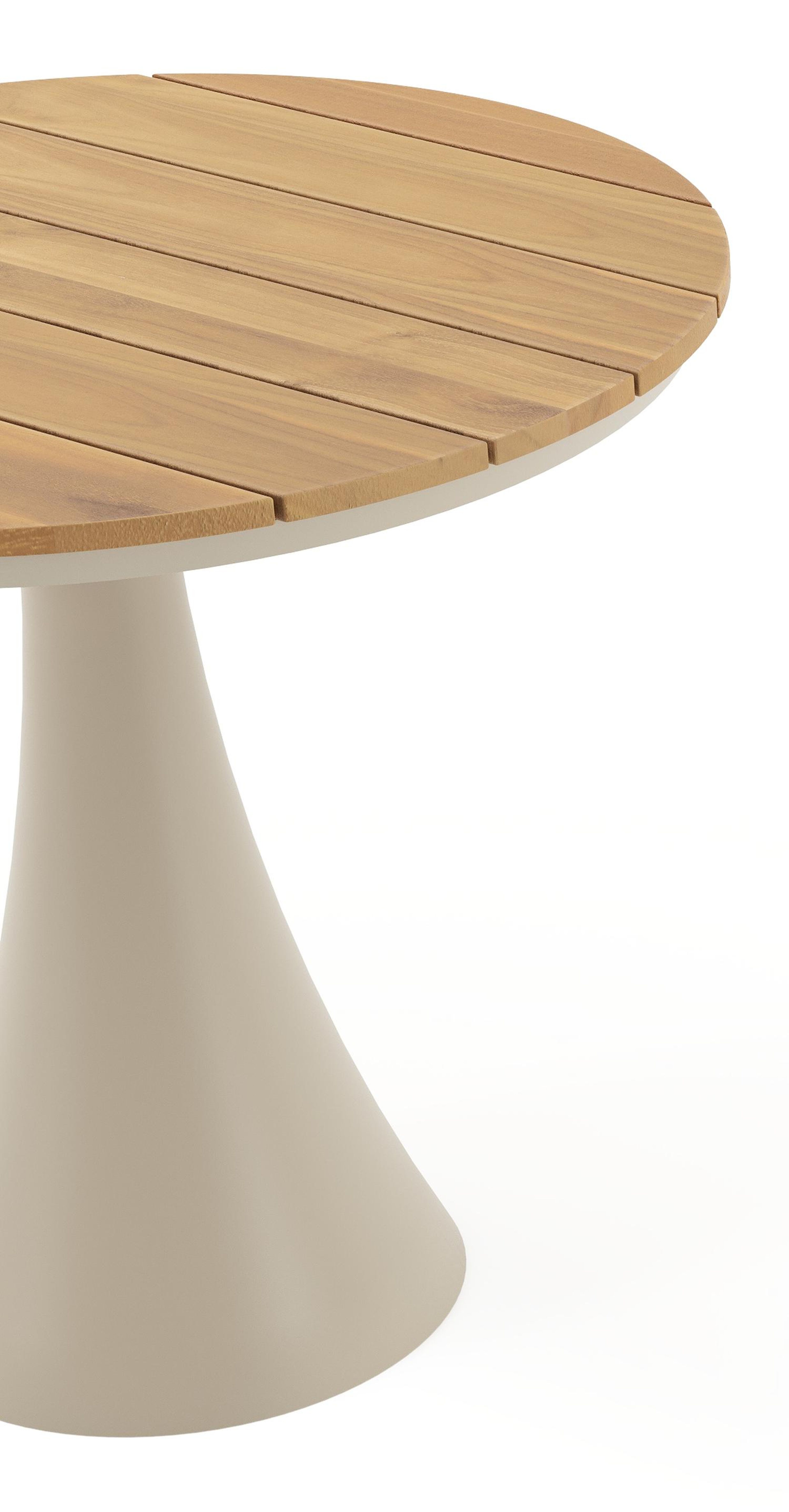 Fano tuintafel rond in beige aluminium en teak Dia. 85 x H 75 cm