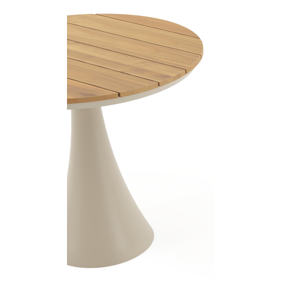Fano tuintafel rond in beige aluminium en teak Dia. 85 x H 75 cm x H 75 cm