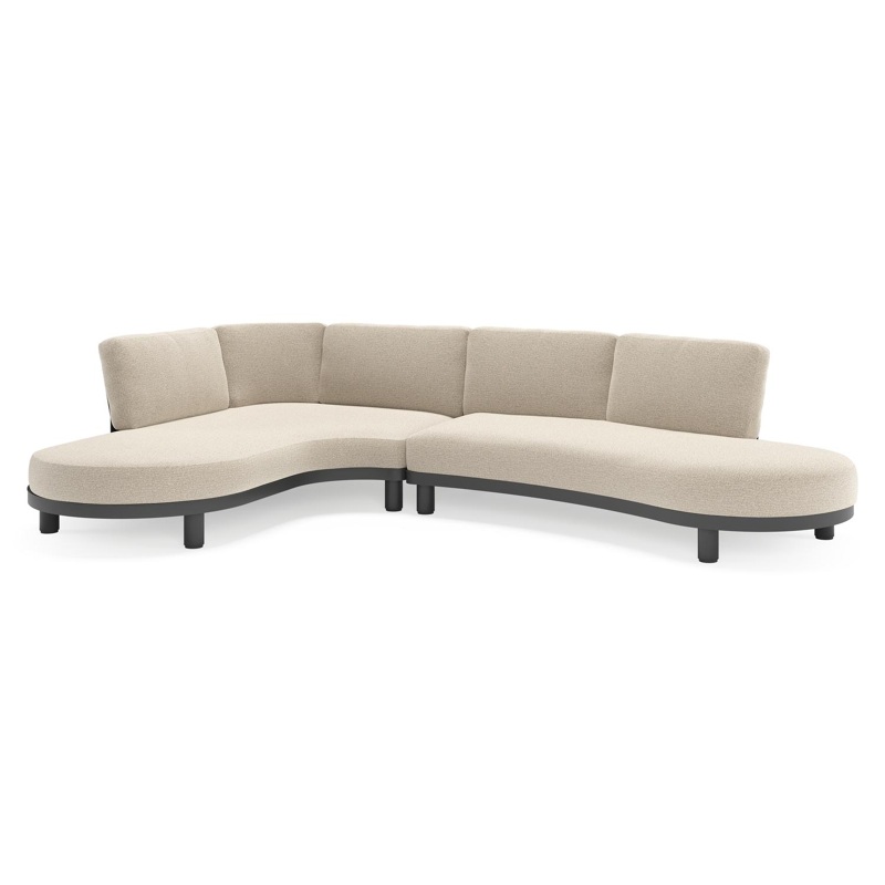 Donato loungehoek in zwart aluminium met All Weather Cosytica Catania Sand kussen