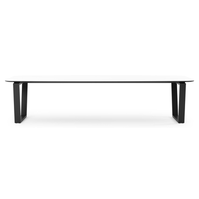 Pagino tuintafel bootvorm in zwart aluminium en volkeramiek Arctic White - L 315 x B 115 x H 73 cm