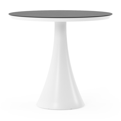 Fano tuintafel rond in wit aluminium en volkeramiek Basalt Black - Dia. 85 x H 75 cm