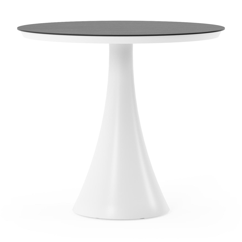Fano tuintafel rond in wit aluminium en volkeramiek Basalt Black - Dia. 85 x H 75 cm