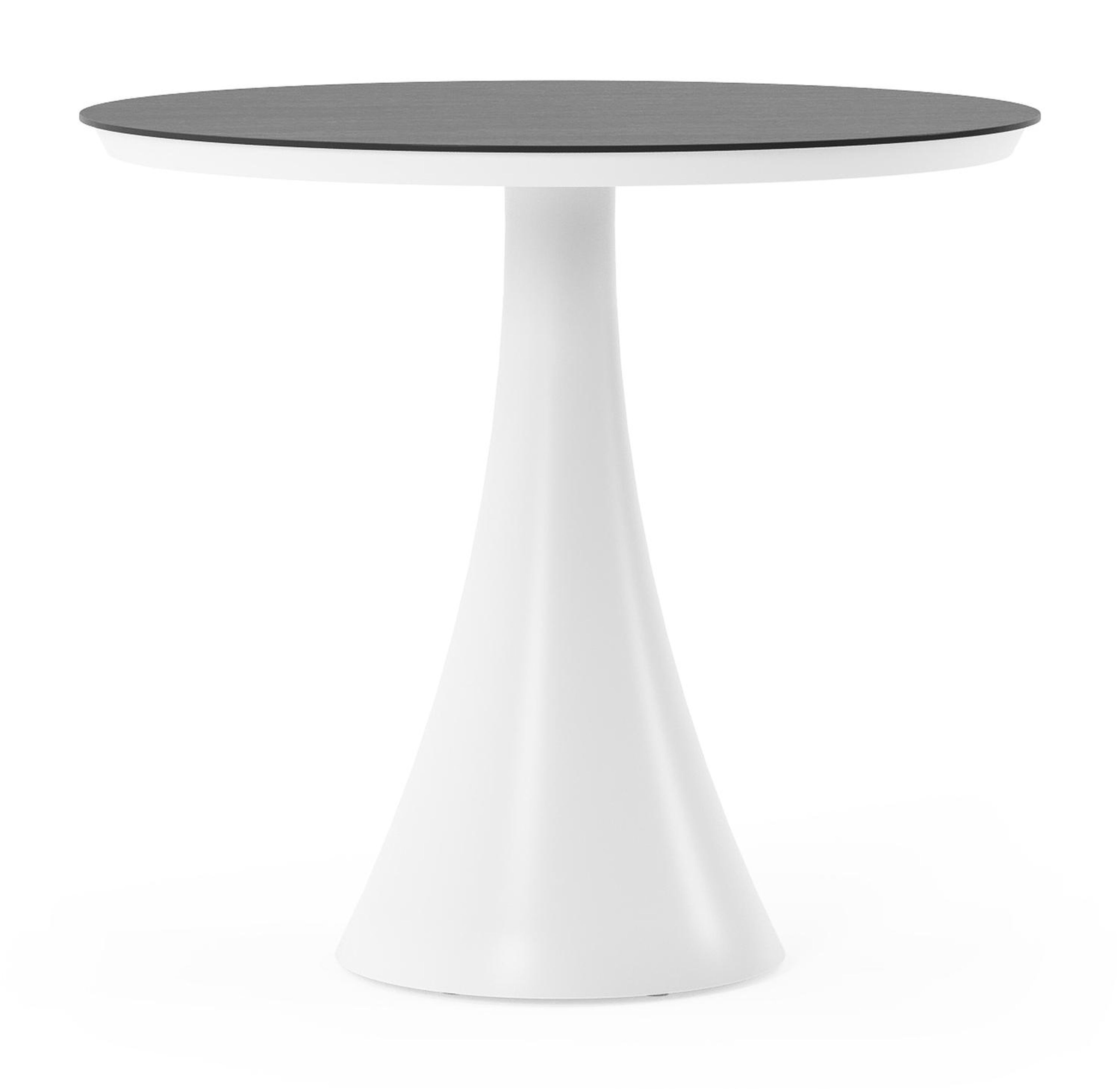 Table de jardin Fano ronde en aluminium blanc et céramique pleine Basalt Black - Diam. 85 x Haut. 75 cm