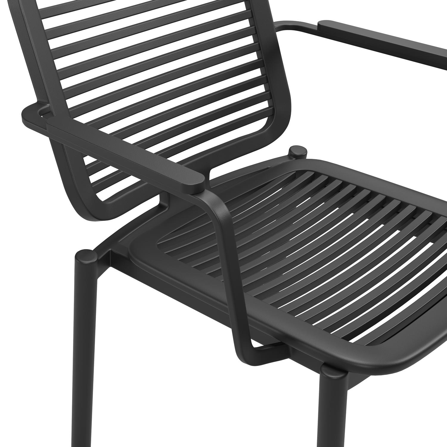 Fano stapelbare tuinstoel in zwart aluminium