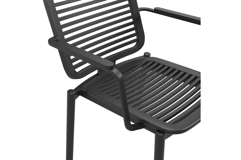 Fano stapelbare tuinstoel in zwart aluminium