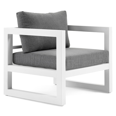 Calzo loungezetel 1-zit in wit aluminium met grijs polyester kussen