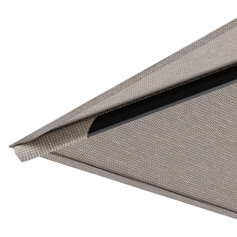 Rufina zweefparasol met tiltfunctie in zwart aluminium en Slow Farafra All Weather Sunbrella® Luxe parasoldoek - L1 300 x L2 300 cm met parasolvoet Minore 260 kg met wielen