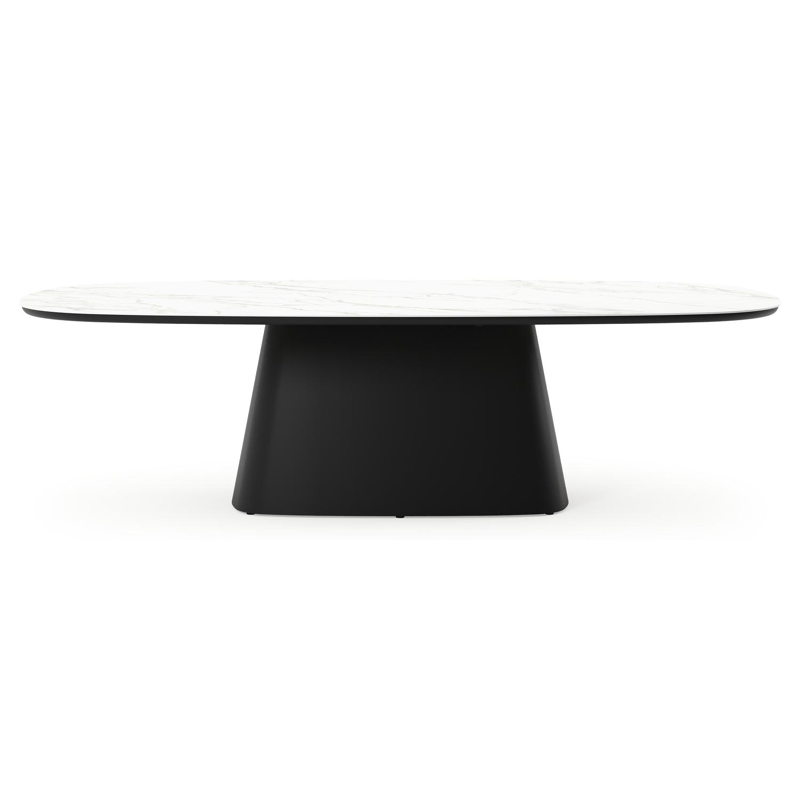 Table de jardin Amico bombo xl en aluminium noir et céramique pleine Calacatta - Lg. 270 x Lrg. 148 x Haut. 74 cm