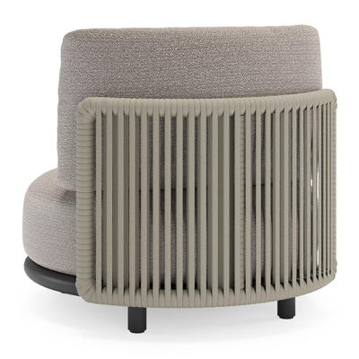 Lomano loungestoel in zwart aluminium en beige verticaal geweven luxe vlakke rope met Wander Granite all weather sunbrella® luxe