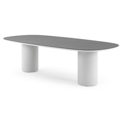 Amico tuintafel bombo in wit aluminium en volkeramiek Basalt Black - L 270 x B 125 x H 73.5 cm