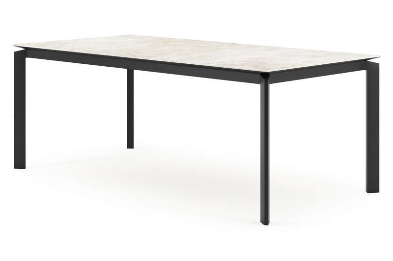 Cirello tuintafel rechthoekig in zwart aluminium en volkeramiek Rapolano L 200 x B 100 cm