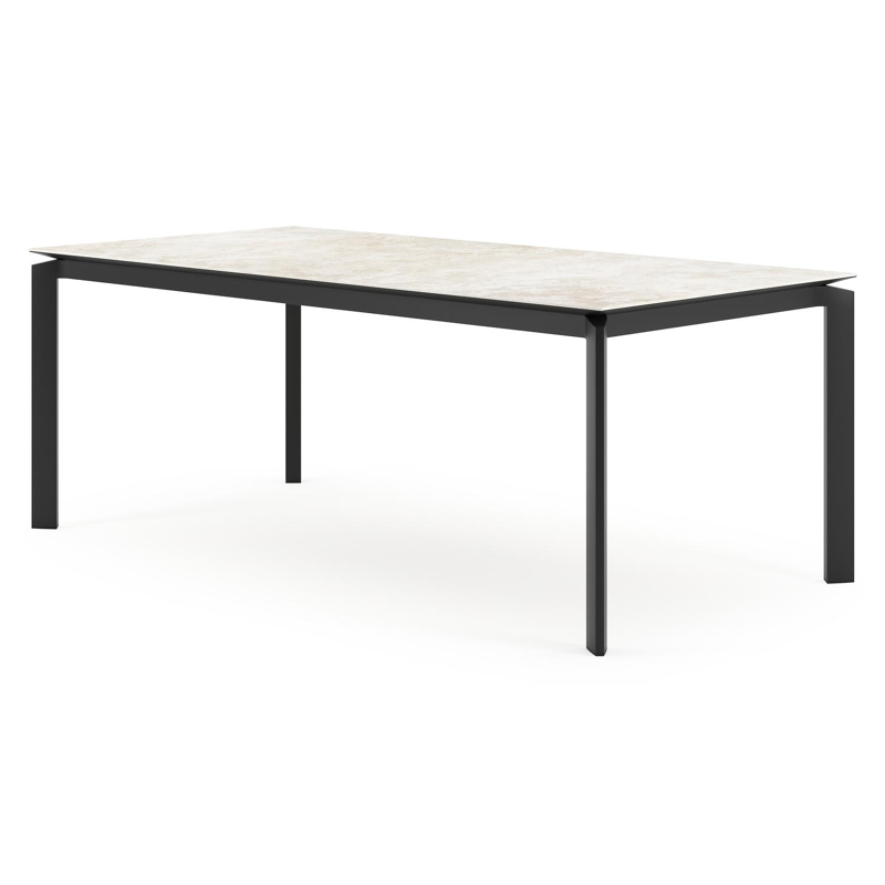 Table de jardin rectangulaire Cirello en aluminium noir et céramique pleine Rapolano Lg. 200 x Lrg. 100 cm