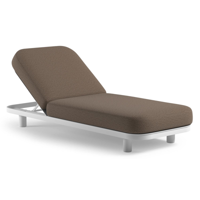 Chaise longue réglable Donato en aluminium blanc et coussin en all weather Solica firenze bamboe