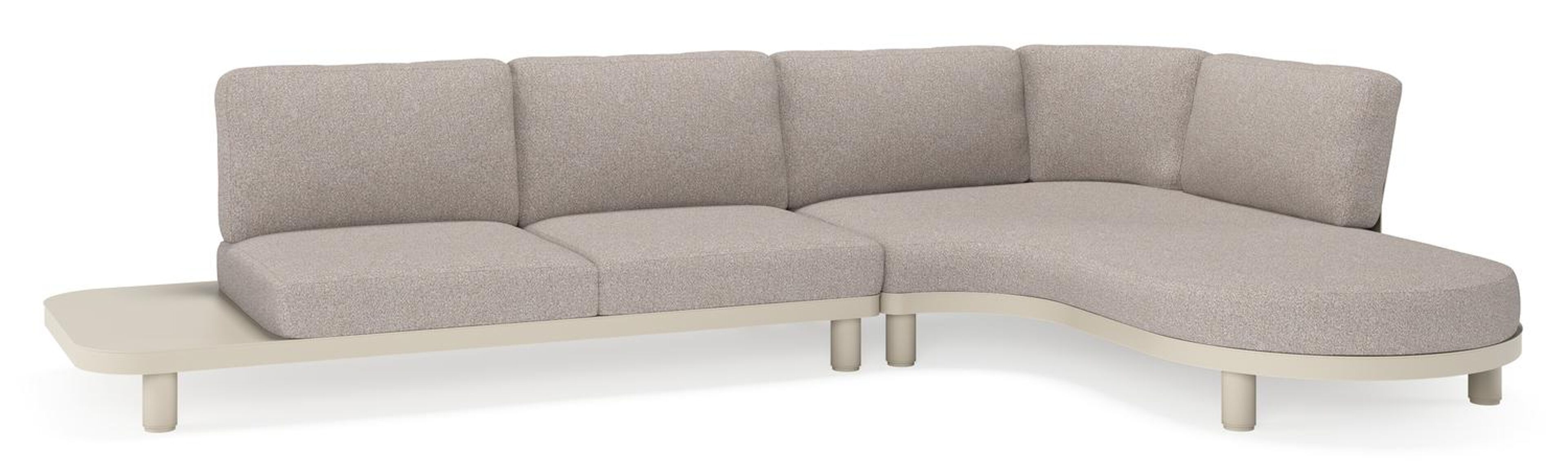 Donato loungehoek in beige aluminium met tundra charcoal all weather sunbrella® luxe kussen