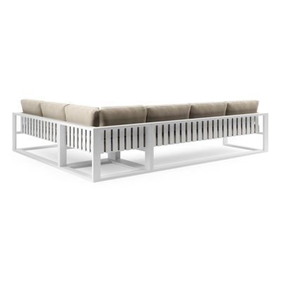 Verato loungehoek in wit aluminium met althea chalk all weather cosytica kussen