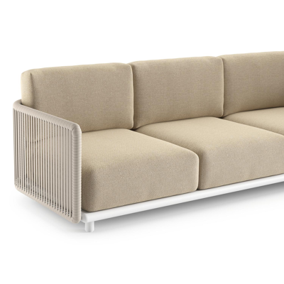 Organo loungeset in wit aluminium en beige verticaal geweven luxe vlakke rope met althea camel all weather Cosytica kussen