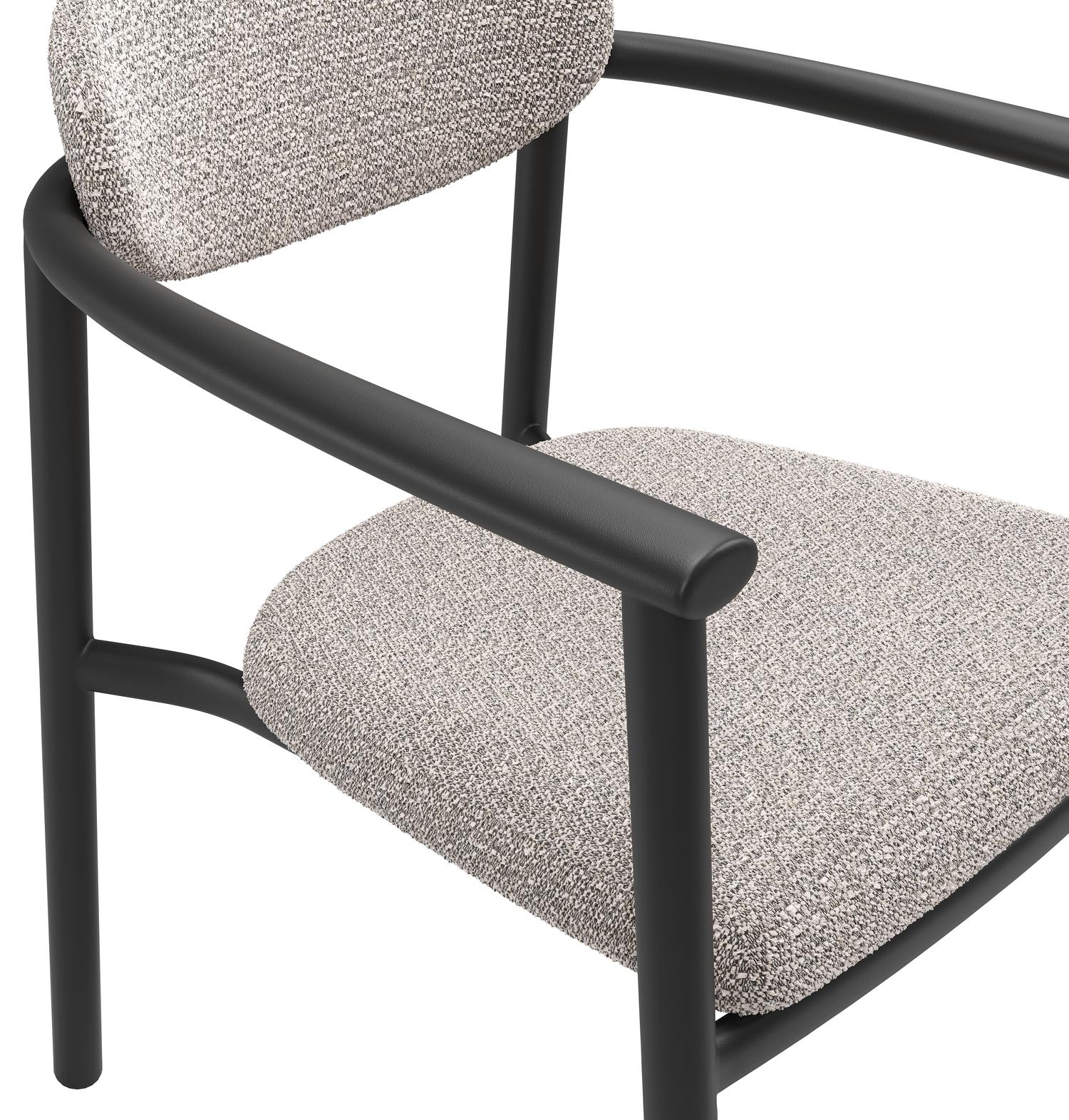 Chaise de jardin Ravo en aluminium noir et coussin en All Weather Sunbrella Luxe Wander Granite