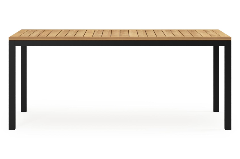 Feltro tuinset in zwart aluminium en teak met 6 stapelbare Amalfi tuinstoelen