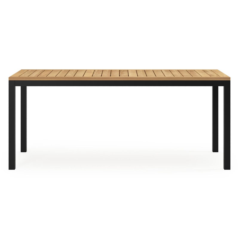Ensemble de jardin Feltro en aluminium noir et teck avec 6 chaises de jardin Artena
