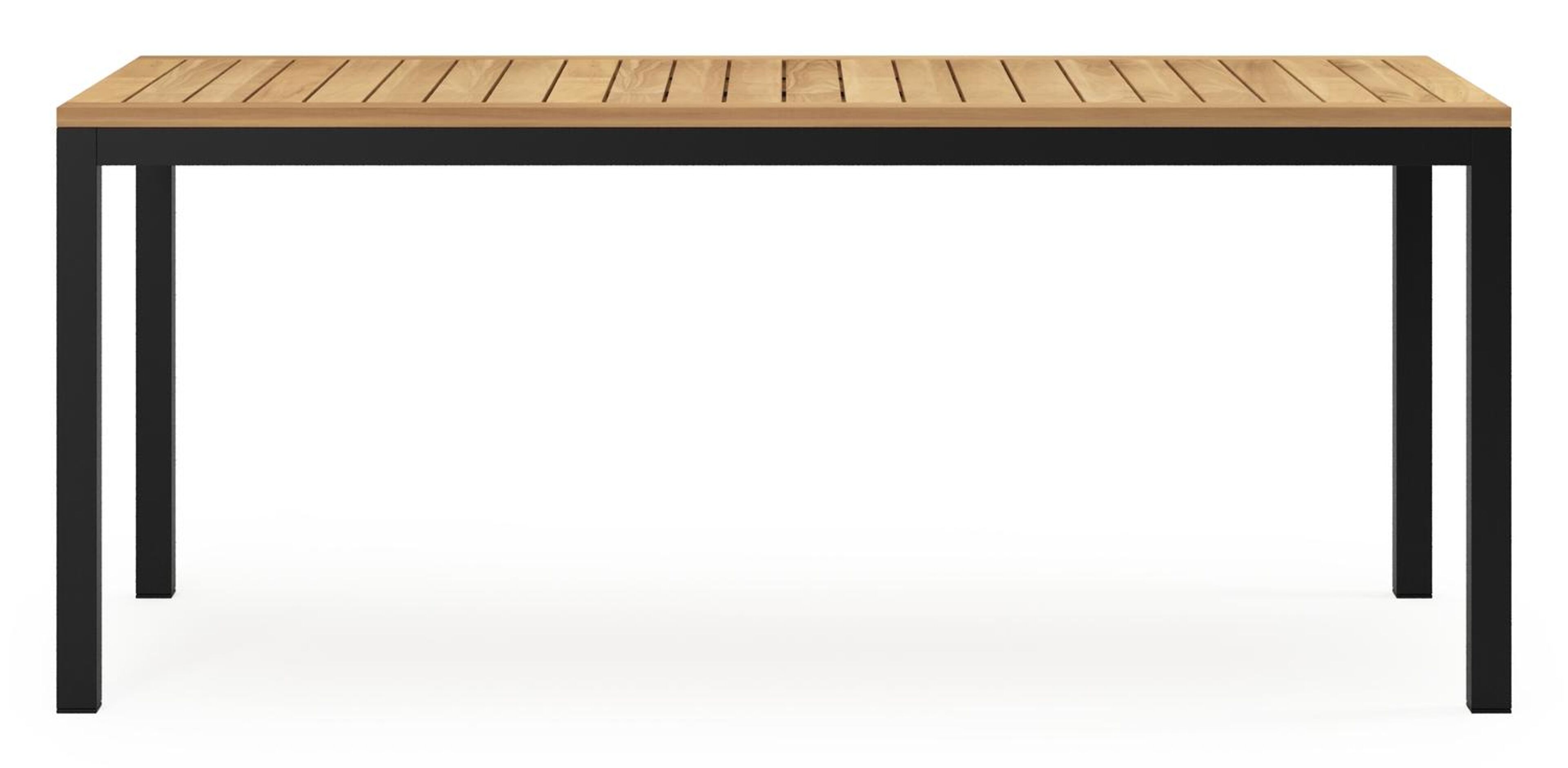 Ensemble de jardin Feltro en aluminium noir et teck avec 6 chaises de jardin empilable Calobra