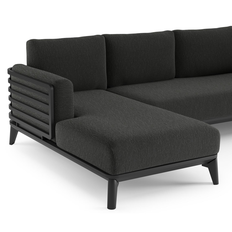 Mosa loungehoek in zwart aluminium met sky black weather+ softtouch kussens en loungetafel